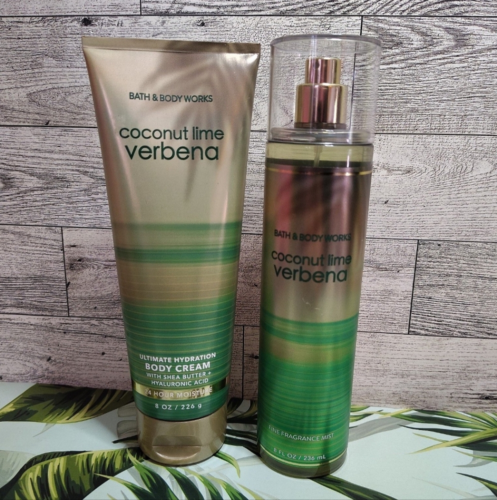 Bath & Body Works Coconut Lime Verbena Body Cream & Fine Fragrance Mist Duo NWT